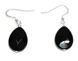 Pendenti Argento di Legge 925 E Onice Sfaccettato Lacrima 13x18 Mm. Qualità Case - Foto 1 di 3