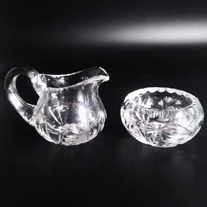 Brilliant Small Creamer & Sugar Spinning Star w Cross Hatch Center Notched Edges - Picture 1 of 11