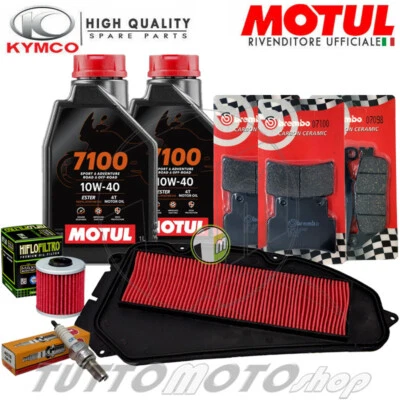 MOTUL - HIFLO - NGK - BREMBO Tagliando KYMCO XCiting 400 I-S E4 2016-2021 Kit Motul 7100 Filtri Candela Freni