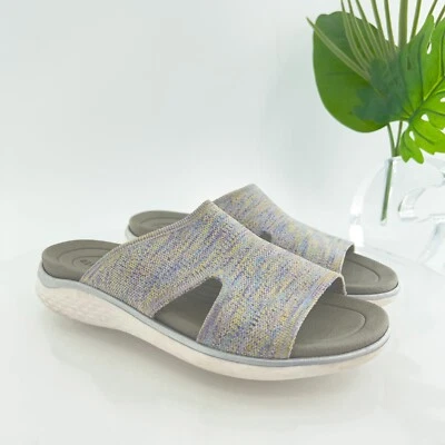 Sandália Remonte Jocelyn Feminina 41 10 Cinza Malha Slide Wedge Conforto Slip on - Imagem 1 de 4