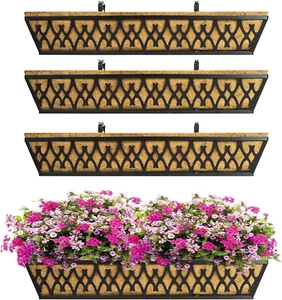 4 Pack 30 Inch Window Boxes Planters Railing Planter Box with Adjustable Bracket - Picture 1 of 12
