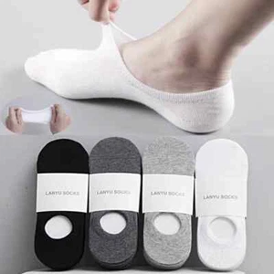 5Pairs Men Boat Socks Summer Autumn Non-Slip Silicone Invisible Cotton Socks - Picture 1 of 14
