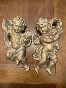 Angel Pair Wall Decor, Bronze Resin - Picture 1 of 6