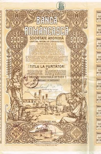 ROMANIA BANK stock certificate/bond 5000 LEI - Picture 1 of 1
