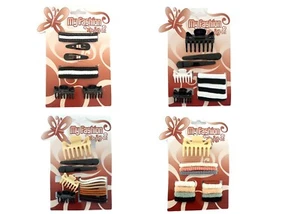 4PK Girls Hair Accessories Claw Clamps Elastic Hair Band Snap Clips Pom Colorful - Picture 1 of 2