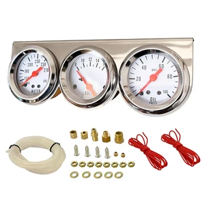 2”52Mm 3 in 1 Triple Gauge Kit Volt Meter Water Temp Temperature Gauge Oil Press - Picture 1 of 12