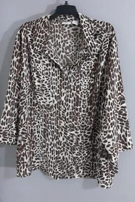 Nuevo-BLUSA SPRINT MUJER COVINGTON MANGA 3/4/BOTÓN PIEL ANIMAL.TALLA 24/26W Foto 1 de 4