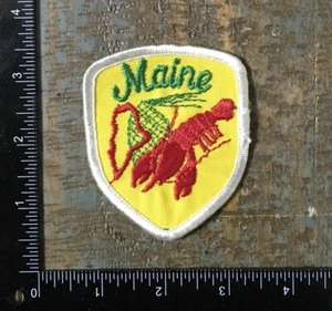 Vintage MAINE Lobster Map Outline State Travel Souvenir Sew-On Patch ME 1970’s - Picture 1 of 2
