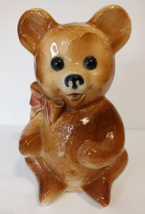 Vintage Royal Copley Pottery Ceramic Brown Bear 8" Bank - Picture 1 of 8