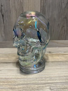 Glass Skull Decor Iridescent Clear 5.5” Tall - Picture 1 of 4