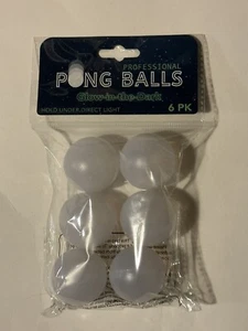 PONG! Glow In The Dark Table Tennis Balls Ping Pong Balls 6 Pack NEW - Picture 1 of 2