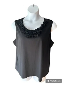 Designer Originals Black Sleeveless Tank Ruffled Round Neck Size 3X - Picture 1 of 7