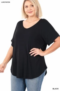 Plus Size Basic Black Tee 2XL - Picture 1 of 1