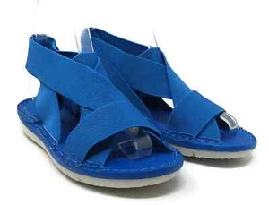 NoSox Womens Athena Elastic Strap Flat Sandals Blue Stretch Size 7 M US /37 EUR - Picture 1 of 3