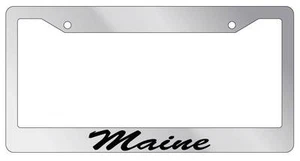 Chrome License Plate Frame CURSIVE Maine Auto Accessory Novelty 1552 - Bild 1 von 1