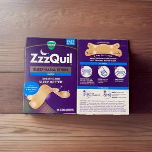 2 Boxes VICKS ZzzQuil Sleep Nasal Strips Ultra 26 Tan Strips (52 total strips) - Picture 1 of 2