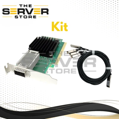 Dell Mellanox CX455A 100GbE QSFP28 QSFP+ NIC W/ Cable Breakout Cable 3m JJN39 - Image 1 of 3