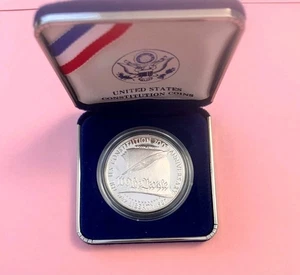 🔥 1987 S Constitution Bicentennial Silber Dollar PP mit Box unberührt 🔥 - Bild 1 von 5