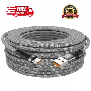 USB A to Type C Cable 6A 66W Fast Charger Braided Long Lead 0.25M 1M 2M 3M - Picture 1 of 11