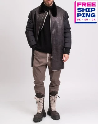 RRP€3700 RICK OWENS GLITTER Shearling Oversized Coat IT50 US40 M Down Sleeve - image 1 of 4