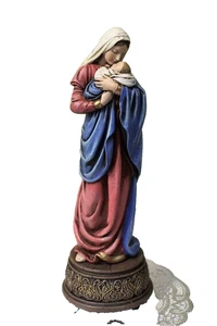 Catholic Mary Madonna Child Jesus Music Box 9 inch A Mother's Kiss Resin - Picture 1 of 4