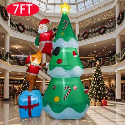 7FT Christmas Inflatable Decorations Inflatable Christmas Tree Dog Santa Claus - Image 1 of 4