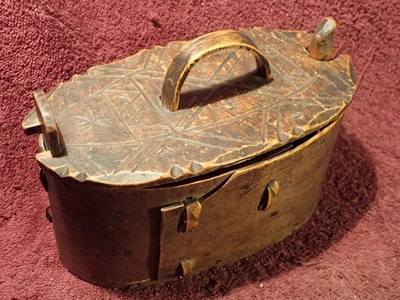CARVED LID ANTIQUE 1800-s BENDED WOOD BOX PRIMITIVE FOLK ART SWEDEN SWEDISH - Image 1 of 4