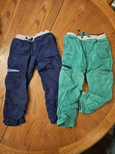 Mini Boden Jungen gefütterte Cargohose 4 Jahre blau grün Paket Sternenfutter Posten - Bild 1 von 7