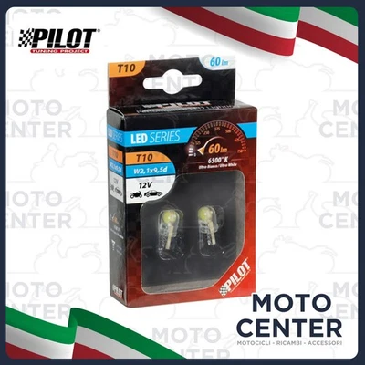 COPPIA LAMPADE PILOT BIANCHE 12V LED SERIES - 6 LED COB - (T10) - W2,1X9,5D - Immagine 1 di 3