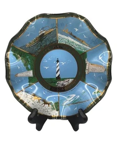 Vintage Cape Hatteras Black Scalloped Ashtray/Candy Dish With Embossed Landmarks - Picture 1 of 5