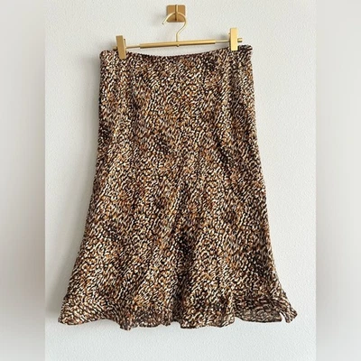 Vintage Alfani Petite 100% Silk Midi Skirt – Brown Abstract Print – Size 10P - Image 1 of 4