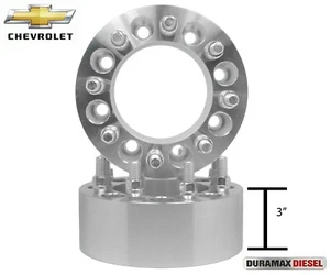 2 Pc 8 Lug Wheel Spacers 3" 8x6.5 Fits 1999-2010 Sierra \ Silverado 3500 Dually - Picture 1 of 9