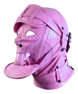 Leder Erwachsene Vollgesichtsmaske offener Mund Augen Kopfbedeckung Maske Kapuze - Bild 1 von 4