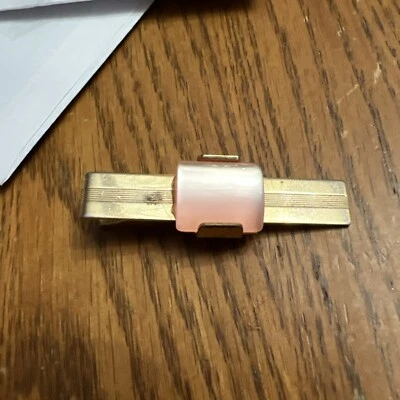 Vintage Anson Golden With Pink Square Stone Tie Bar Tie Clip - Image 1 of 4