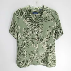 IZOD Golf Top Women 8 Multicolor Floral Silk Collared Short Sleeve Button - Picture 1 of 17