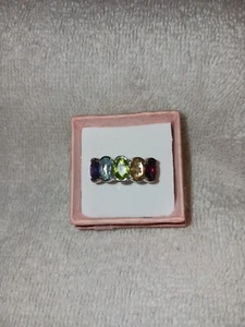 Größe 7 Platin über Sterlingsilber Ring Multi Edelstein 5 Steine 4,20 TCW (907) - Bild 1 von 14