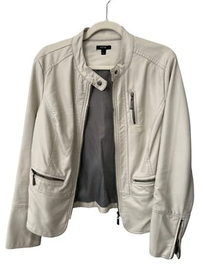 Apt 9 Full Zip Faux Leather Peplum Jacket Size Large Long Sleeve Pristine Moto - Image 1 of 4