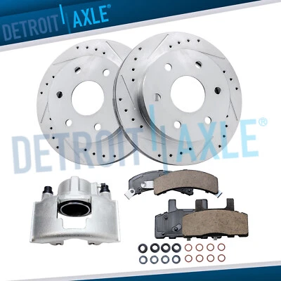 Front Drilled Rotors Right Brake Caliper Brake Pads for K1500 K2500 Tahoe Yukon - Image 1 of 4