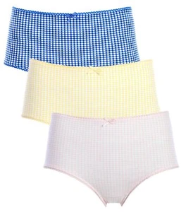 3 x Nina von C. Damen Hüftslip Slip Unterwäsche kariert gelb rosa blau neu - Picture 1 of 2