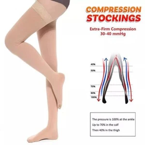 Thigh High Compression Socks 23-32 mmHg Support Stockings Surgical Varicose Pain - Picture 1 of 22