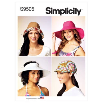 SIMPLICITY 9505 MISSES HATS Sewing Pattern Sizes S - L  4 Different Designs - Image 1 of 4