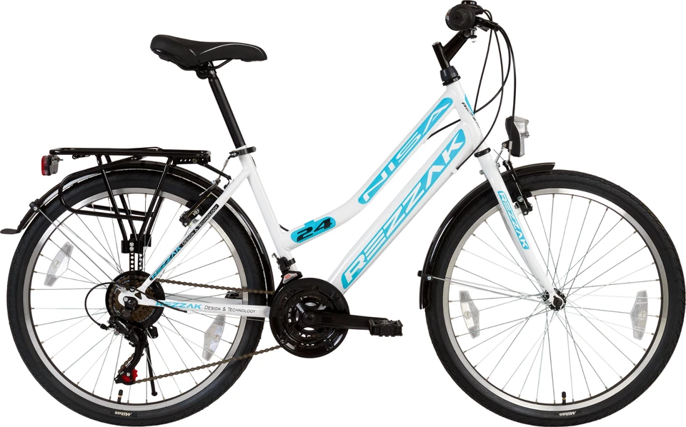 24 Zoll Fahrrad Mädchenfahrrad Kinderfahrrad Damen City  Bike Weiss türkis - Bild 1 von 4