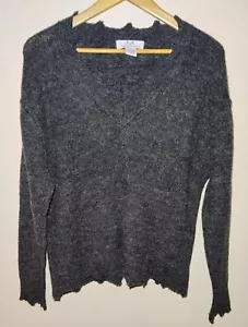 MAGASCHONI WOMENS SZ S GRAY WOOL BLEND KNIT LONG SLEEVE CARDIGAN SWEATER - Picture 1 of 3