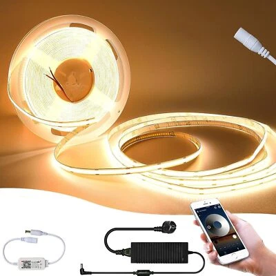 5m 10m 20m WIFI COB LED Streifen 24V Lichtleiste Band dimmbar keine Lichtpunkte - Bild 1 von 4
