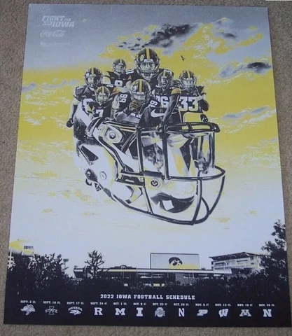 2022 OFFICIAL IOWA HAWKEYES FOOTBALL POSTER **KIRK FERENTZ HAYDEN FRY** TICKETS Cover