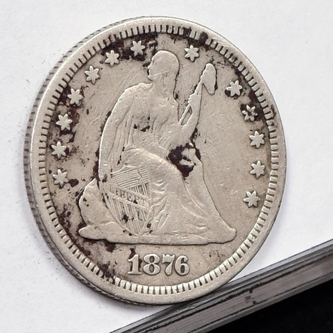 1876 Liberty Seated Quarter - Fine Details, Cleaned with Stains (49346-L) Cover