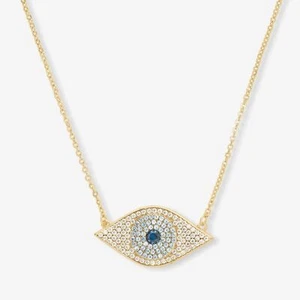 Melinda Maria Evil Eye Pave Simulated Blue Sapphire - Gold New ✨️ FIRM - Picture 1 of 3