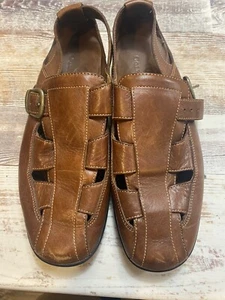 Cole Haan Vibram Country Fisherman Sandal Leather Buckle Brown Men's 8.5M - Picture 1 of 5