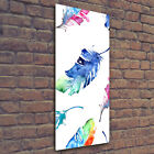 Tulup Glass Print Wall Art 50X125 - Colorful Feathers