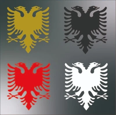 MARKENLOS Aufkleber Albanische Flagge 13cmx 13cm Motorrad-Auto-Scheiben-Sticker-Shqiponja